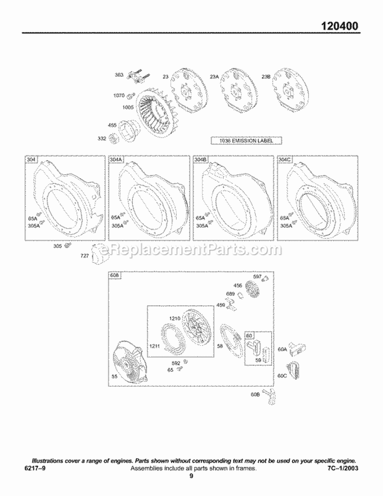 Blower HousingShroud Flywheel Rewind Diagram and Parts List for  Briggs and Stratton Engine